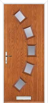 5 Square Curved Glazed Composite Front Door in Oak