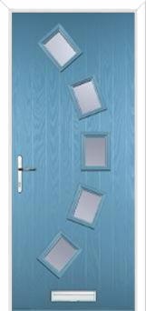 5 Square Curved Glazed Composite Front Door in Pastel Blue