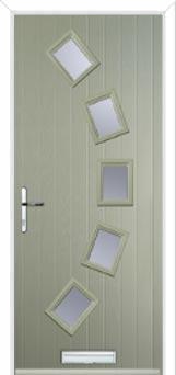 5 Square Curved Glazed Composite Front Door in Pebble Grey