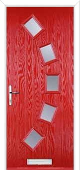 5 Square Curved Glazed Composite Front Door in Poppy Red