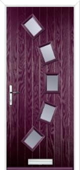 5 Square Curved Glazed Composite Front Door in Purple Violet