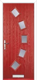 5 Square Curved Glazed Composite Front Door in Red