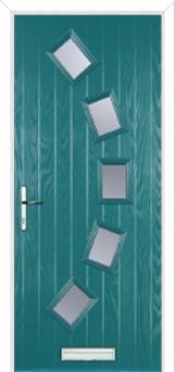 5 Square Curved Glazed Composite Front Door in Turquoise Blue