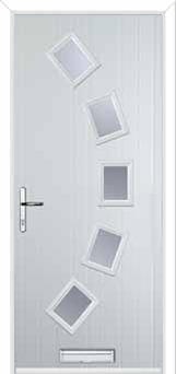 5 Square Curved Glazed Composite Front Door in White