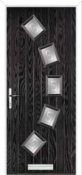 5 Square Curved Staxton Composite Front Door in Black Brown