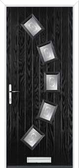5 Square Curved Staxton Composite Front Door in Black