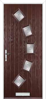 5 Square Curved Staxton Composite Front Door in Darkwood