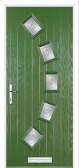 5 Square Curved Staxton Composite Front Door in Fern Green