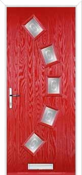 5 Square Curved Staxton Composite Front Door in Poppy Red