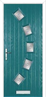 5 Square Curved Staxton Composite Front Door in Turquoise Blue
