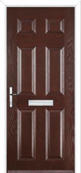 6 Panel Composite Front Door in Darkwood