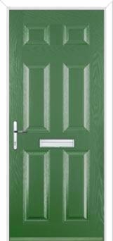 6 Panel Composite Front Door in Fern Green