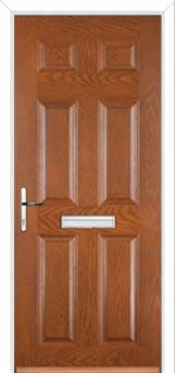 6 Panel Composite Front Door in Oak