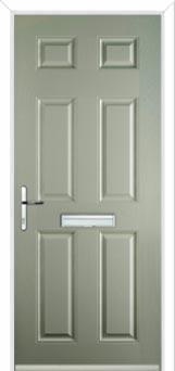 6 Panel Composite Front Door in Pebble Grey