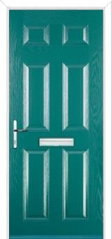 6 Panel Composite Front Door in Turquoise Blue