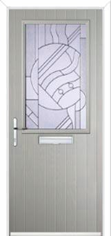 Cottage Half Glazed Abstract Composite Front Door in Agate Grey