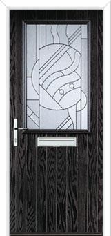 Cottage Half Glazed Abstract Composite Front Door in Black Brown