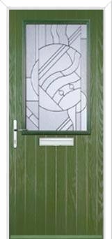 Cottage Half Glazed Abstract Composite Front Door in Fern Green
