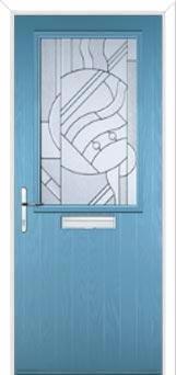 Cottage Half Glazed Abstract Composite Front Door in Pastel Blue