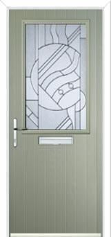 Cottage Half Glazed Abstract Composite Front Door in Pebble Grey