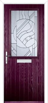 Cottage Half Glazed Abstract Composite Front Door in Purple Violet