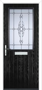 Cottage Half Glazed Crystal Bohemia Composite Front Door in Black
