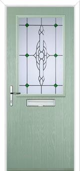 Cottage Half Glazed Crystal Bohemia Composite Front Door in Chartwell Green