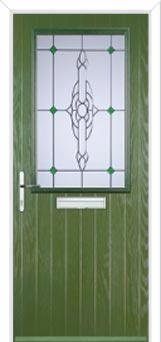 Cottage Half Glazed Crystal Bohemia Composite Front Door in Fern Green