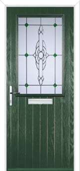 Cottage Half Glazed Crystal Bohemia Composite Front Door in Green