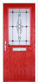 Cottage Half Glazed Crystal Bohemia Composite Front Door in Poppy Red