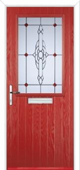 Cottage Half Glazed Crystal Bohemia Composite Front Door in Red