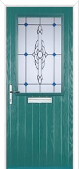 Cottage Half Glazed Crystal Bohemia Composite Front Door in Turquoise Blue