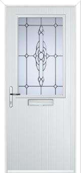Cottage Half Glazed Crystal Bohemia Composite Front Door in White