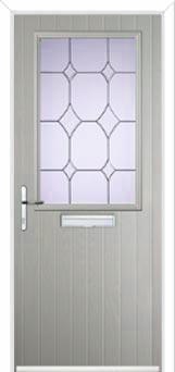 Cottage Half Glazed Crystal Diamond Composite Front Door in Agate Grey