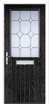 Cottage Half Glazed Crystal Diamond Composite Front Door in Black Brown