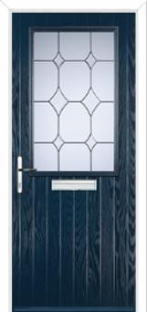 Cottage Half Glazed Crystal Diamond Composite Front Door in Dark Blue
