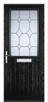 Cottage Half Glazed Crystal Diamond Composite Front Door in Black