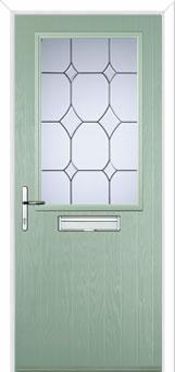 Cottage Half Glazed Crystal Diamond Composite Front Door in Chartwell Green