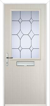 Cottage Half Glazed Crystal Diamond Composite Front Door in Cream