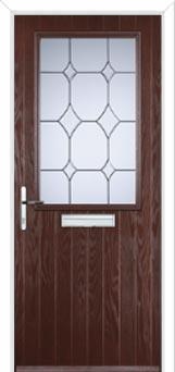 Cottage Half Glazed Crystal Diamond Composite Front Door in Darkwood