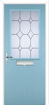 Cottage Half Glazed Crystal Diamond Composite Front Door in Duck Egg Blue