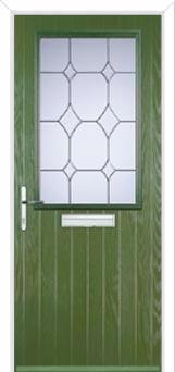 Cottage Half Glazed Crystal Diamond Composite Front Door in Fern Green