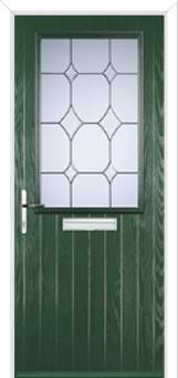 Cottage Half Glazed Crystal Diamond Composite Front Door in Green