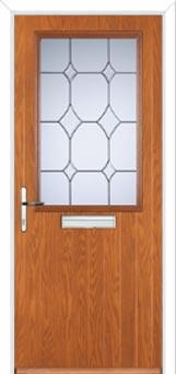 Cottage Half Glazed Crystal Diamond Composite Front Door in Oak