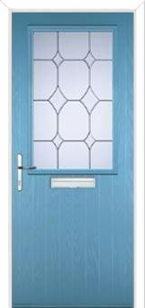 Cottage Half Glazed Crystal Diamond Composite Front Door in Pastel Blue