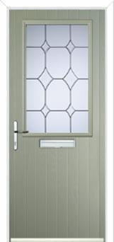 Cottage Half Glazed Crystal Diamond Composite Front Door in Pebble Grey