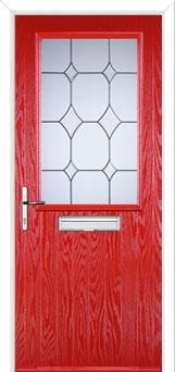 Cottage Half Glazed Crystal Diamond Composite Front Door in Poppy Red