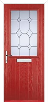 Cottage Half Glazed Crystal Diamond Composite Front Door in Red