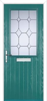 Cottage Half Glazed Crystal Diamond Composite Front Door in Turquoise Blue