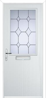 Cottage Half Glazed Crystal Diamond Composite Front Door in White